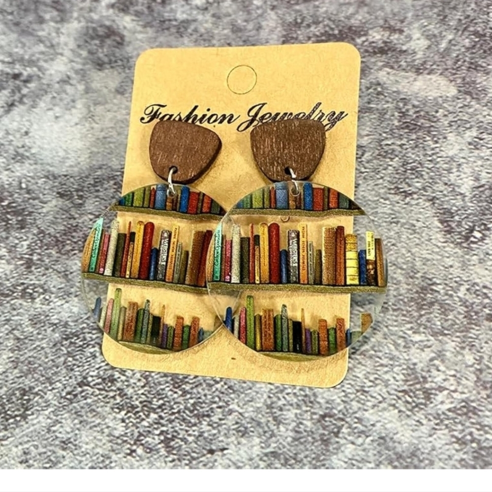 Colorful Bookshelf Earrings
